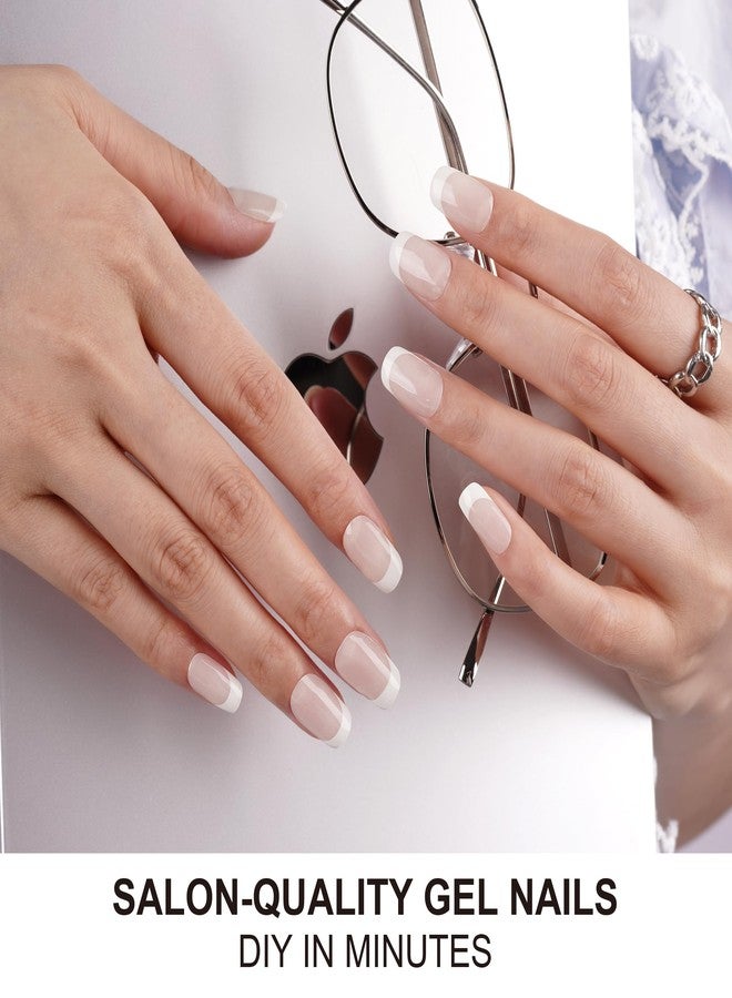 DANNI & TONI Semi Cured Gel Nail Strips Translucent White (Opal Veil) White-Tipped French Gel Nail Wraps 28 Stickers - Image 2